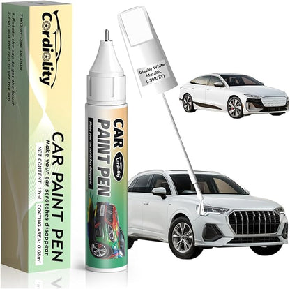 LS9R/2Y Glacier White Metallic Touch Up Paint for Audi, Color Accurate Car Paint Scratch Repair Pen, Quick & Easy Fix Automotive Chips and Nicks