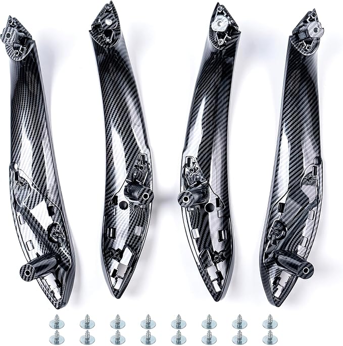 4PCS Inner Door Pull Handle Replacement for BMW F30 F32 F80, Interior Door Handle Trim Kit for 3 Series 320 328 330 335 2013-2018, 4 Series 428 435 2014-2020, Carbon Fiber Pattern