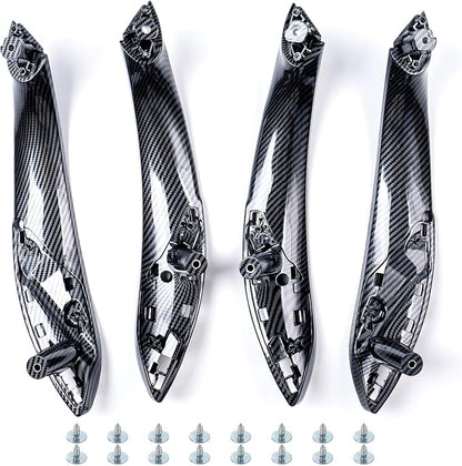 4PCS Inner Door Pull Handle Replacement for BMW F30 F32 F80, Interior Door Handle Trim Kit for 3 Series 320 328 330 335 2013-2018, 4 Series 428 435 2014-2020, Carbon Fiber Pattern