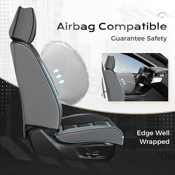 Coverado Car Seat Covers Full Set, Seat Covers for Cars, Front Seat Covers and Back Seat Cover Waterproof Leather Automotive Seat Cover Universal Car Interior Protectors Cushion for Most Cars