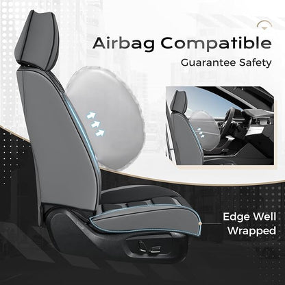 Coverado Car Seat Covers Full Set, Seat Covers for Cars, Front Seat Covers and Back Seat Cover Waterproof Leather Automotive Seat Cover Universal Car Interior Protectors Cushion for Most Cars