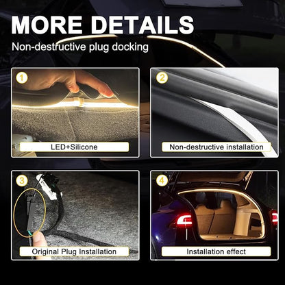 Tlyard Front Trunk LED Lights Strip for Tesla Model Y Juniper 2025 2026 Back Interior Frunk Lightning Waterproof &High Brightness Strip for Tesla Model Y Accessories