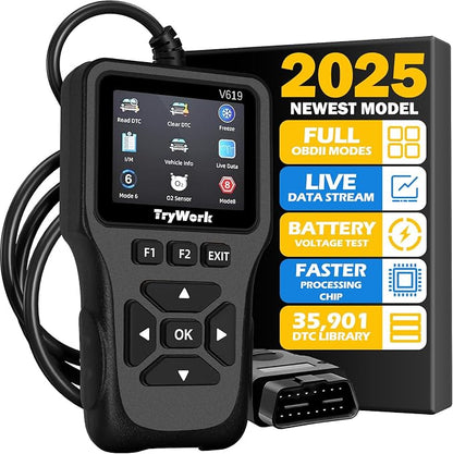 OBD2 Scanner Diagnostic Tool, Check Engine Code Reader with 35901 DTC Lookup, Mode 6 & 8, I/M Readiness for All OBDII Cars Since 1996 (Gray)