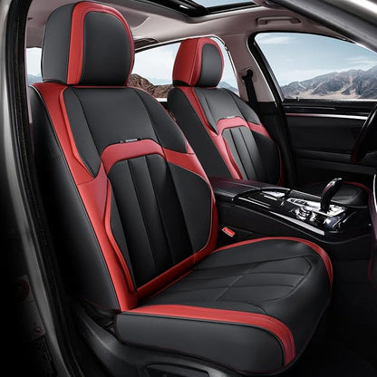 Coverado Car Seat Covers Front Set, Luxury Nappa Leather Seat Covers Universal Fit Waterproof Non-Slip Breathable Automotive Seat Protectors for Cars, SUVs, Trucks