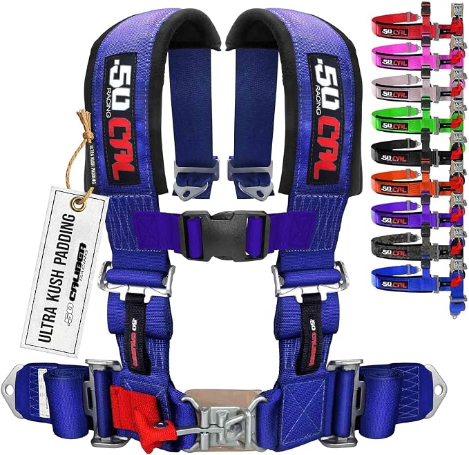 1pc Blue 4 Point Harness for Bucket Seat, Latch Release, 9 Color Options, Racing Harness, Race Car, Off Road, UTV, RZR [6008A6]