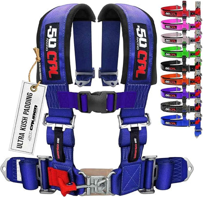 1pc Blue 4 Point Harness for Bucket Seat, Latch Release, 9 Color Options, Racing Harness, Race Car, Off Road, UTV, RZR [6008A6]