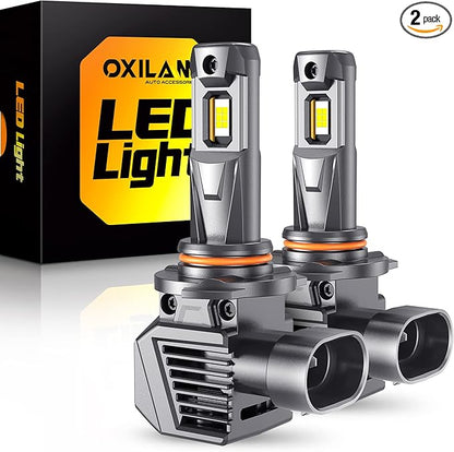 OXILAM 9006 HB4 Fog Light Bulbs, 30000LM Super Bright 800% Brightness, 9006 6500K Cool White Bulbs, Plug-and-Play, Canbus Ready, Pack of 2