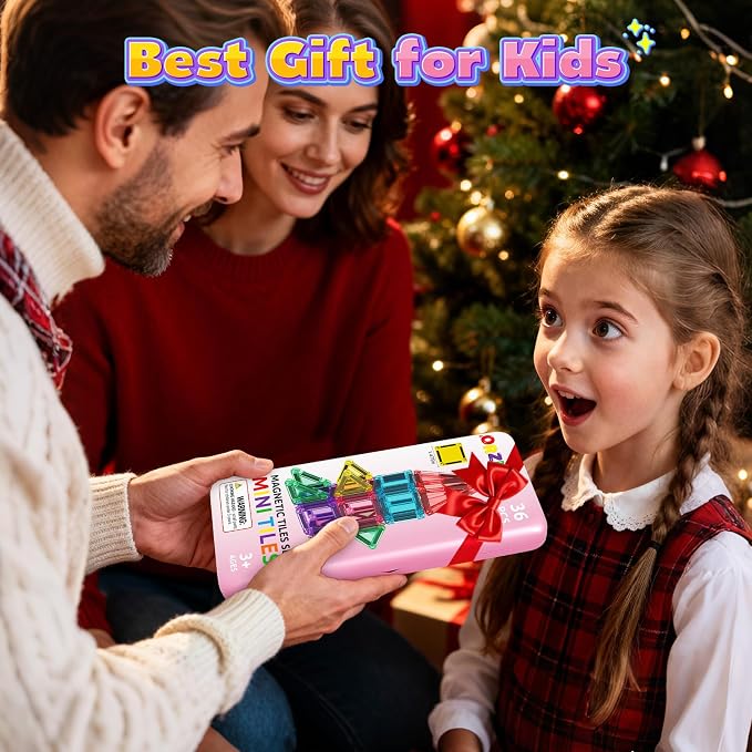 ORZbb Mini Magnetic Tiles Toddler Travel Essentials Set with Case, Magnetic Blocks Building Montessori Educational Learning Sensory Preschool Toys for 3+ Year Old Boys Girls Birthday Gifts