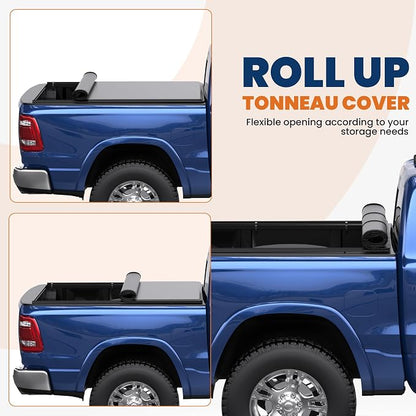 KUIPERAUTO 5.7FT Soft Roll-Up Truck Bed Tonneau Cover Compatible for 2009-2026 Dodge Ram 1500 (No Ram Box) On Top Only Fit Classic