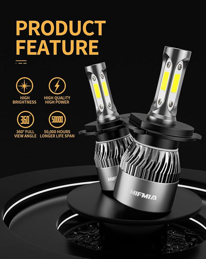 𝖧𝟦/𝟫𝟢𝟢𝟥 Bulbs 6500K Cool White, Backup Plug-N-Play with Cooling Fan Waterproof Off Road Lights, Pack of 2