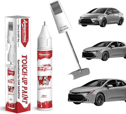 1F7 Classic Silver Metallic Car Touch Up Paint for Toyota, Color Accurate Two-In-One Car Paint Scratch Repair Pen, Professional Scratch Remover for Vehicles Chips and Nicks Scuff