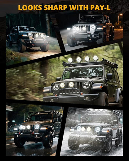 Auxbeam RAY-L Series 7 Inch Round Offroad Light with Amber White DRL 240W 25800LM LED Driving Pods Light Bar Spot Beam Spot Lights Offroad Lighting for Front Bumper