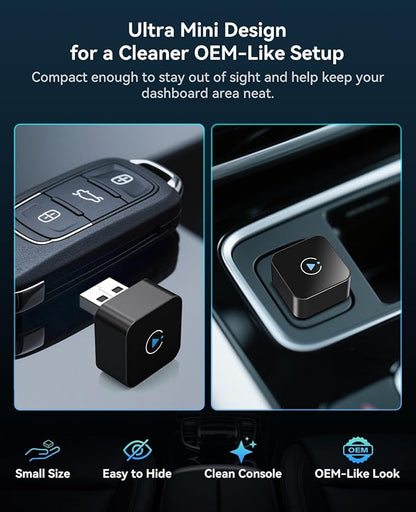 Wireless CarPlay Adapter 2 in 1 2026 Upgraded for Factory Wired CarPlay, Car Play/Android Auto, Auto-Reconnect Wired to Wireless Dongle No-Lag, Plug-and-Play, 5GHz WiFi, Bluetooth 5.3 USB-A & USB-C