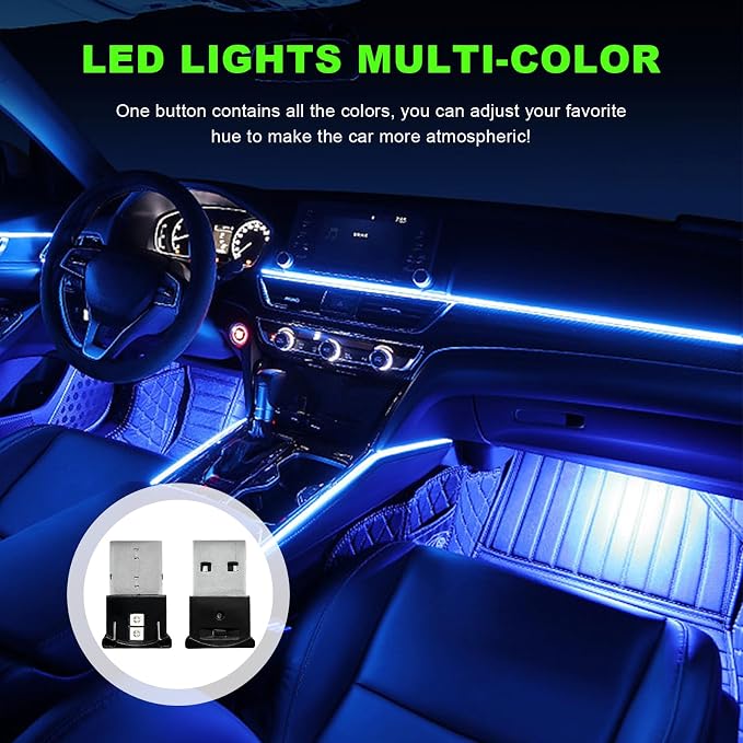 Mini USB LED Light, 8 Colors RGB Car USB LED Interior Atmosphere Light, Adjustable Brightness Smart Laptop Keyboard Home Office Decoration Night Lamp, Car Accessories