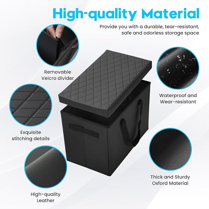 Autorder Car Seat Organizer for 2018-2025 Chevy Chevrolet Traverse Accessories Portable Backseat Organizer with Lid Handles Multipurpose Car Floor Storage for Kids Toys Baby Products Daily Necessities