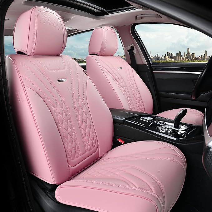 Coverado Car Seat Covers Full Set, Automotive Front and Rear Seat Covers with Backrest, Nappa Leather Car Seat Protectors Waterproof, Universal for Most Vehicles