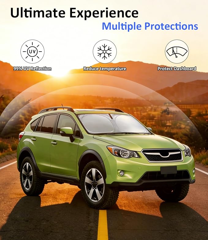 Windshield Sun Shade for 2013-2017 Subaru Crosstrek Accessories, Car Front Window Sun Visor Protector & Heat Shield | 240T Sunshade Protection Blocks UV Rays Keep Your Car Cooler