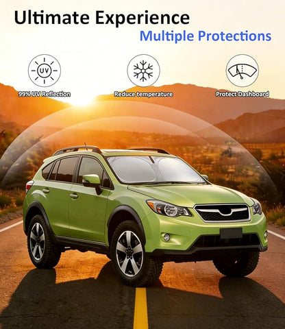 Windshield Sun Shade for 2013-2017 Subaru Crosstrek Accessories, Car Front Window Sun Visor Protector & Heat Shield | 240T Sunshade Protection Blocks UV Rays Keep Your Car Cooler