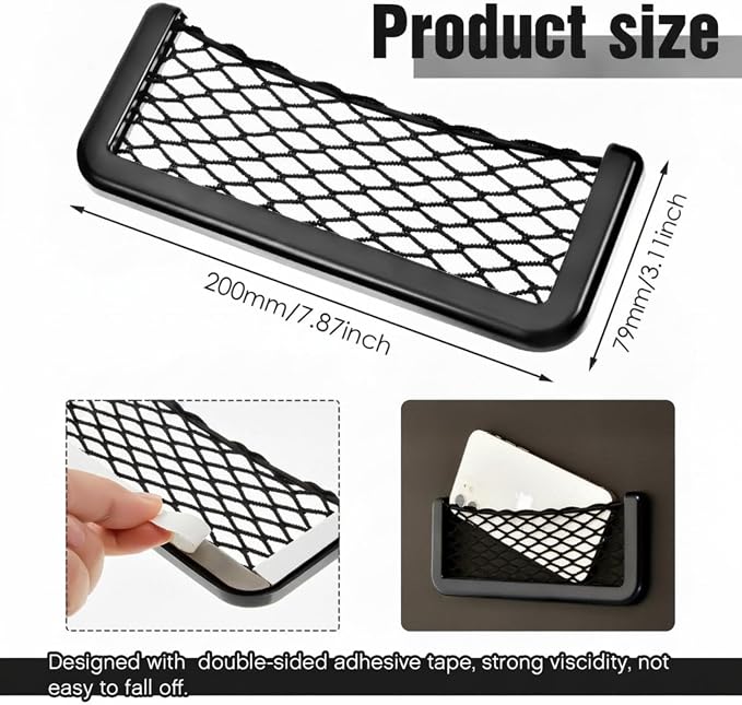 Frienda 2 Pcs Boat Storage Net Bag, ABS Plastic Car Framed Mesh Net Holder, Phone & Cargo Organizer with Screws for Auto, Rv, Boat, Pontoon, Truck Pocket Storage (8 x 3 Inch)