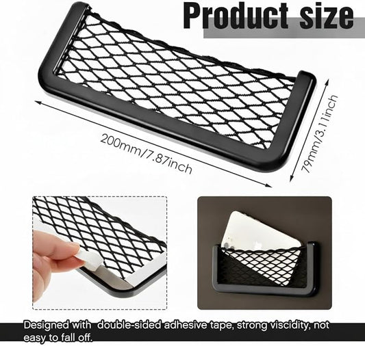 Frienda 2 Pcs Boat Storage Net Bag, ABS Plastic Car Framed Mesh Net Holder, Phone & Cargo Organizer with Screws for Auto, Rv, Boat, Pontoon, Truck Pocket Storage (8 x 3 Inch)