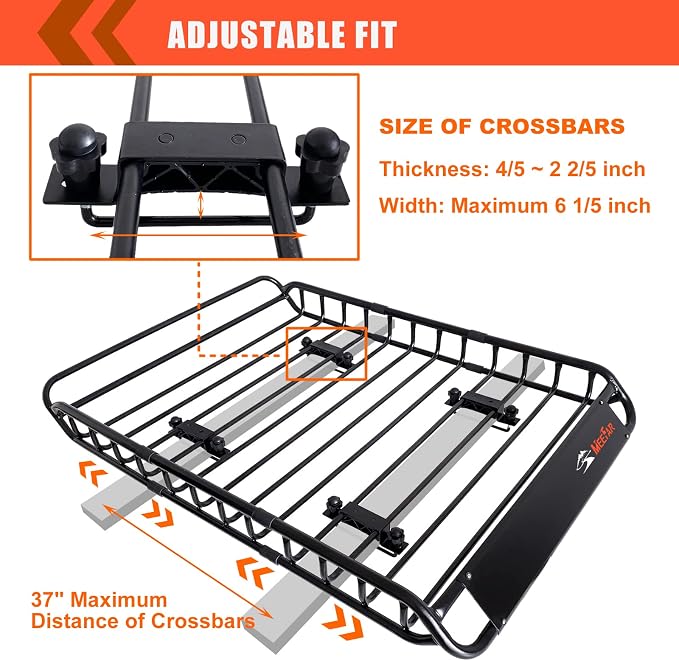 Roof Rack Cargo Carrier Basket 51"*36"*5"+Waterproof Bag 15 Cubic Feet(44"*34"*17"),and Cargo Net with Attachment Hooks,Ratchet Straps.200 Lbs Capacity,Universal Rooftop Large Size Roof Rack