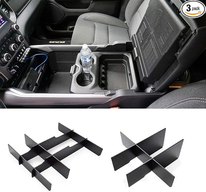 Jaronx Lower Center Console Organizer For 2019-2026 Dodge RAM 1500 and 2019-2026 RAM 2500/3500,Front Center Divider+ Rear Lower Divider (NOT for Classic, Longhorn, Limited, TRX)