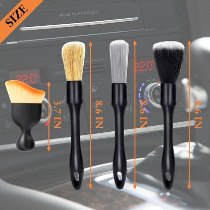 8 PCS Car Detailing Brush Set, Car Interior and Exterior Soft Bristle Cleaning Brushes, 4 Different Detailing Brushes for Auto Detailing, Dashboard, Vents, Wheels and Tires