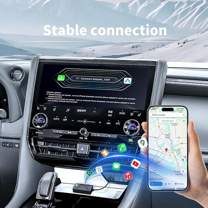 2-in-1 Wireless Carplay Adapter, Convert Wired to Wireless Mini Car Play Adapter for Apple iPhone & Android Auto, Seamless Plug & Play Auto Connect, Compatible with 2016-2025 Car Models