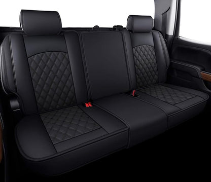 Aierxuan Back Seat Covers Compatioble with Chevy Silverado GMC Sierra Pickup Custom Fit 2007-2026 1500 2500HD 3500HD Crew Double Extended Cab Waterproof Leather Split Bench (Rear Seat/Black)