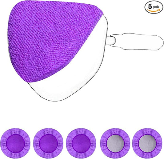 XINDELL 5 Pack Windshield Cleaner Microfiber Pads – Replacement Heads Cover for Xindell Tools Washable & Reusable Triangle Pads (Violet). Fits Window Reach Tool - Handle Not Included