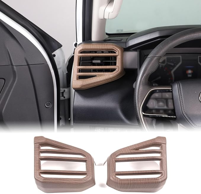 Aunginsy Car Center Console Side Air Conditioning Outlet Trim Cover Compatible with Toyota Tundra/Sequoia 2022-2025 2026, Dashboard Side A/C Wind Vent Panel Decorative Frame Protector ABS Accessories