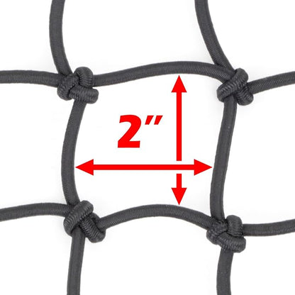 Powertye 15in x 30in Elastic Cargo Net with 10 Adjustable Hooks and Tight 2in x 2in Mesh, Black