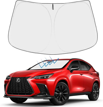 Proadsy 2026 Upgrade Windshield Sun Shade Custom Fit Lexus NX 2022-2025 2026 4-Layer Foldable Front Sunshade Protector Sun Visor Blocks UV Rays Keep Car Cooler