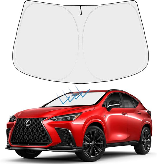 Proadsy 2026 Upgrade Windshield Sun Shade Custom Fit Lexus NX 2022-2025 2026 4-Layer Foldable Front Sunshade Protector Sun Visor Blocks UV Rays Keep Car Cooler