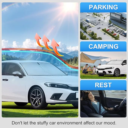 Windshield Sun Shade Sunshade for Honda Civic 2022-2026 | Custom Fit Windshield Cover, Blocks UV Rays, Double-Layer Heat Shield, Durable Frame, Easy Fold & Storage