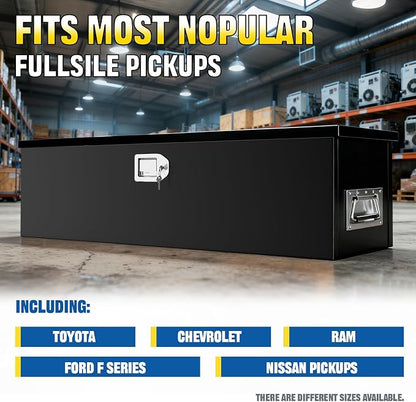 Truck Bed Tool Box, Crossover, 38.5 x 11.6 x 9.6 Inches, Alloy Steel, Lockable, Weathertight, Rust Resistant, Impact Resistant, Dustproof, Flip Top, for Pickup Trucks