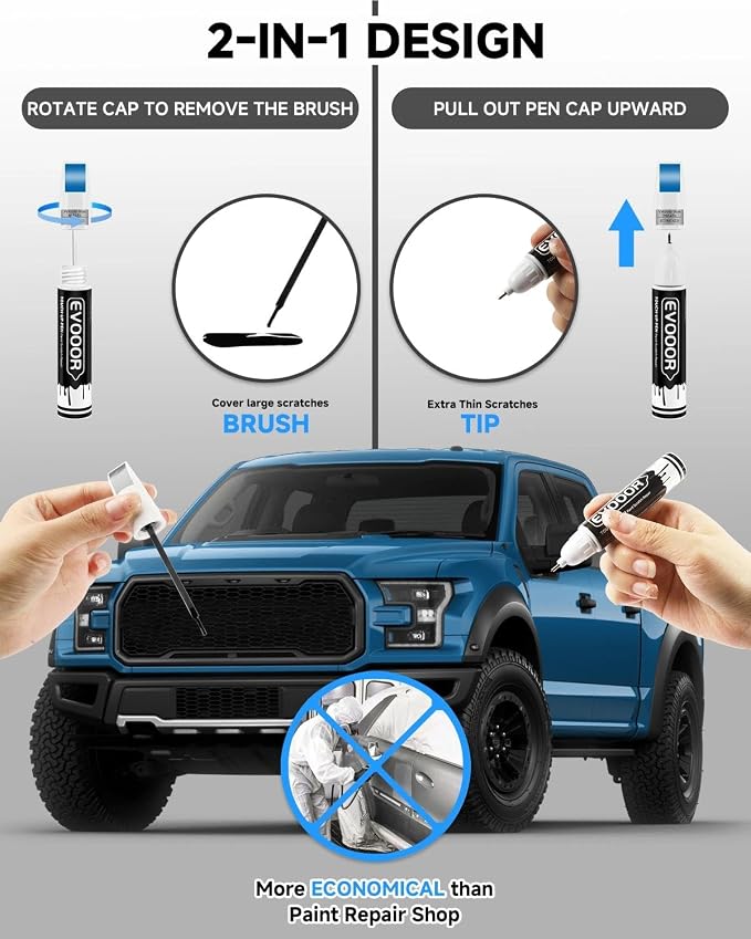 Touch Up Paint for Ford – Exact Match 2 in 1 Paint Pen for Chips and Nicks Repair (Velocity Blue Metallic(E7/M7423))