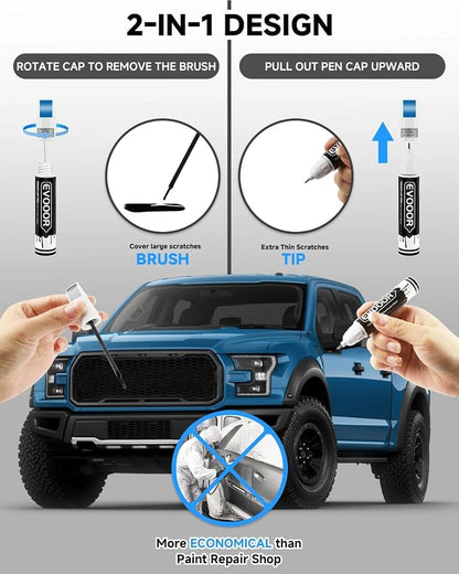 Touch Up Paint for Ford – Exact Match 2 in 1 Paint Pen for Chips and Nicks Repair (Velocity Blue Metallic(E7/M7423))