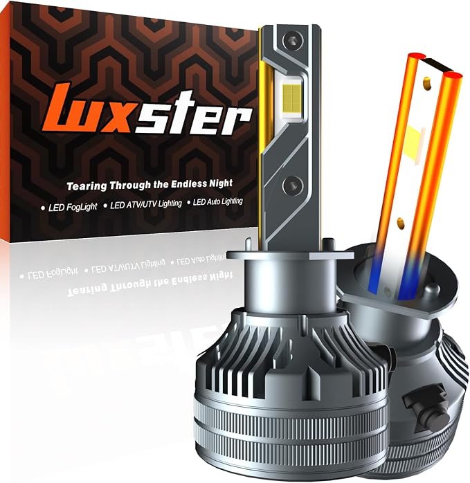 LUXSTER Punisher H1 LED Bulbs, 60000LM Ultra Bright, H1 Plug Adapters Included, Plug-N-Play Installation, Foglight Bulbs, 6000K Pure White, IP68 Waterproof, Pack of 2