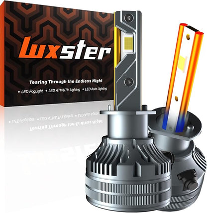LUXSTER Punisher H1 LED Bulbs, 60000LM Ultra Bright, H1 Plug Adapters Included, Plug-N-Play Installation, Foglight Bulbs, 6000K Pure White, IP68 Waterproof, Pack of 2