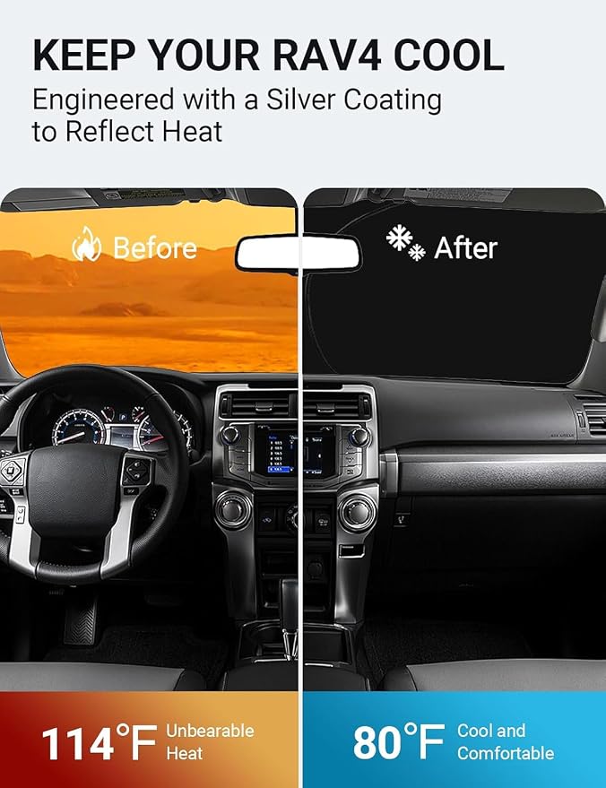 Proadsy 2026 Upgrade Front Windshield Sun Shade Foldable Sunshade Protector Custom Fit 2013-2018 RAV4 SUV Crossover LE XLE Premium Limited XSE Hybrid Adventure Accessories