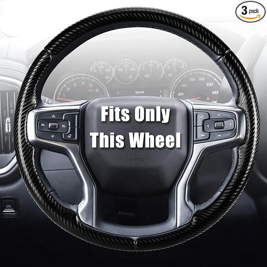 Aimato Customized Steering Wheel Cover for Chevy Silverado 1500 2019-2026/2500 3500 2020-2026/Blazer 2019-2025/Suburban Tahoe 2021-2024,Thin,Anti-Slip,Scratch-Resistant Car Accessory for Chevrolet