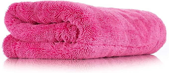 The Rag Company, The Liquid8r M22, Absorbent 70/30 Blend Microfiber Drying Towel for Cars, Trucks, and SUVs, Safe for Detailing, Scratch-Free, Twist Loop, 2200 GSM, 20x20 Inches, Pink