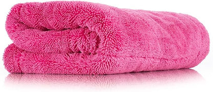 The Rag Company, The Liquid8r M22, Absorbent 70/30 Blend Microfiber Drying Towel for Cars, Trucks, and SUVs, Safe for Detailing, Scratch-Free, Twist Loop, 2200 GSM, 20x20 Inches, Pink