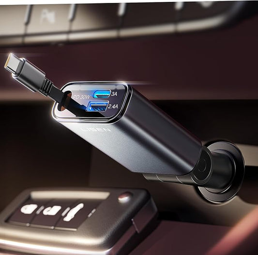 LISEN Car Charger USB C Fast Charge, [Single-Port] Retractable Car Charger USB C, RV Power Adapters for Women Men Phone Type C Charging for iPhone 17 Pro Max 16 15 Samsung S26 S25, MacBook Neo