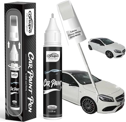 Calcite / Cirrus White(650/9650) for Mercedes Benz Touch Up Paint Pen, 2 in 1 Car Scratch Remover with Pen Tip and Brush, Precise Color Match for Car Paint Scratch Repair, Quickly and Easily Fix Chips and Nicks