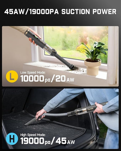 Fanttik Slim V10 APEX Cordless Car Vacuum, 4-in-1 Portable Mini Handheld Vac, 19kPa Suction Power, Upgraded Smart Digital Display, 2 Suction Modes for Small Jobs, Car, Office Desk, Keyboards (Gray)