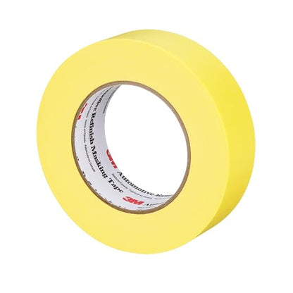 3M Automotive Refinish Masking Tape 388N, 06654, 36 mm x 55 m, Yellow, Crepe Backing, Moisture Resistant, Multi-Purpose
