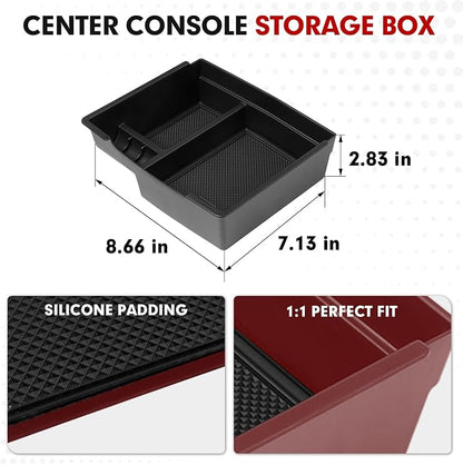 Autorder Center Console Organizer for 2024-2026 Toyota Tacoma Accessories - Armrest Storage Box Secondary Insert Tray with Black Non-Slip Silicone Mats