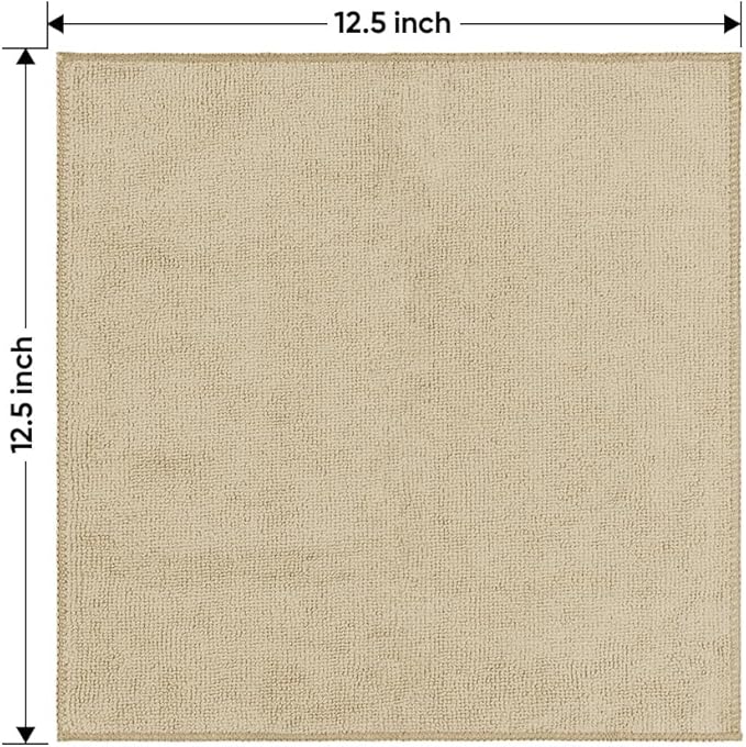 HOMEXCEL Brown Microfiber Cleaning Cloth 12 Pack, 12.5 x 12.5 inch Microfiber Towels for Cars, Ultra Absorbent Car Washing Cloth, Lint Free Streak Free Cleaning Rags for Car, Kitchen, and Window
